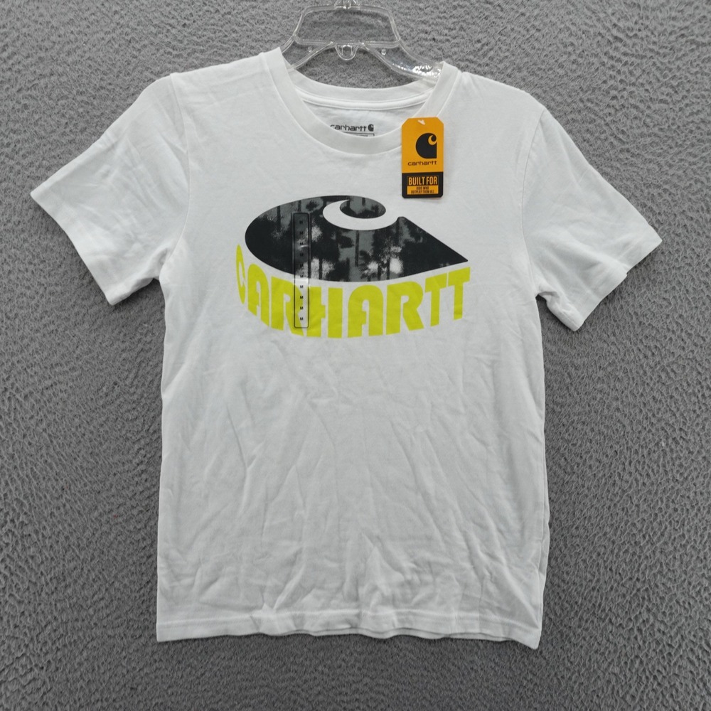 Carhartt Boys White Graphic Camo Logo Short Sleeve T-Shirt Size M 10/12 NEW
